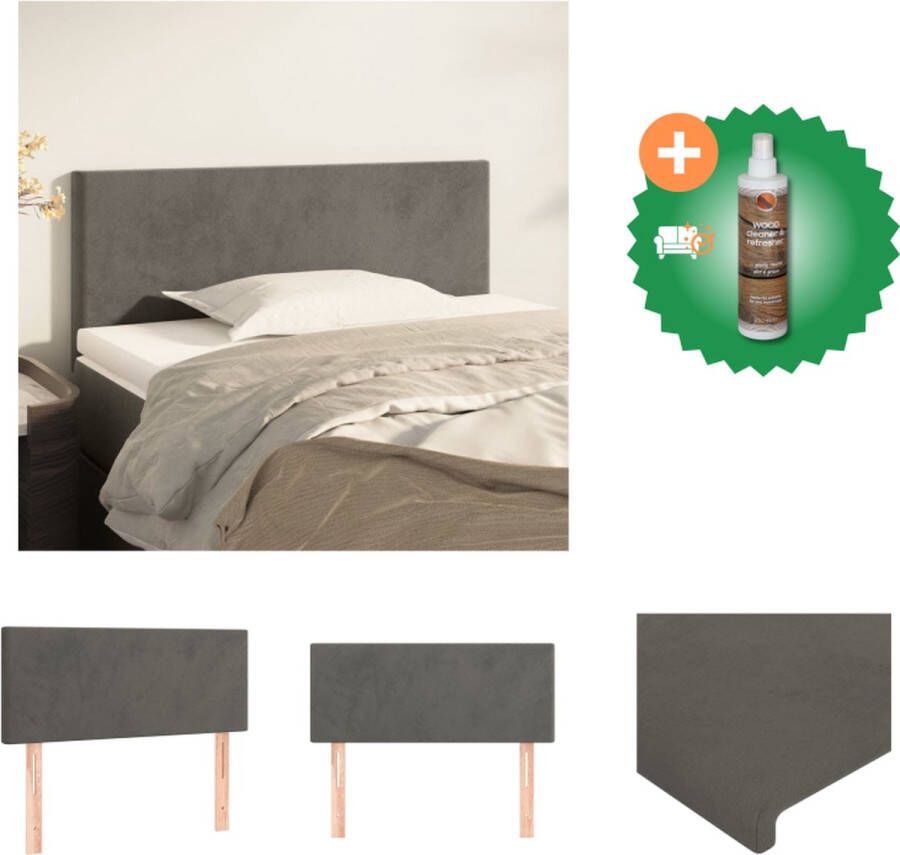 VidaXL Hoofdbord Classic fluweel verstelbare hoogte stevige poten comfortabele ondersteuning donkergrijs 90x5x78 88 cm Bedonderdeel Inclusief Houtreiniger en verfrisser - Foto 2