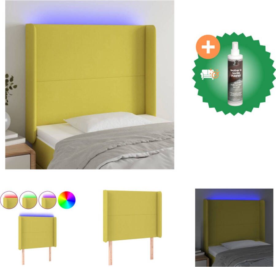 VidaXL Hoofdbord Classic Groen 103x16x118 128 cm LED-strip Bedonderdeel Inclusief Reiniger