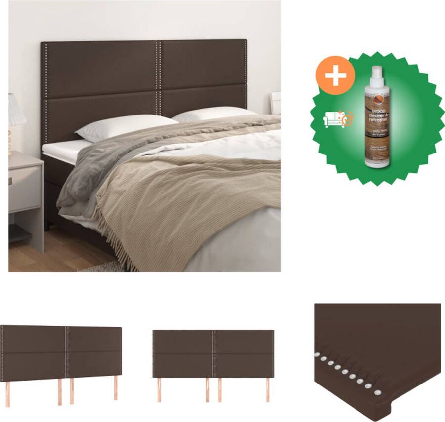 VidaXL Hoofdborden 4 st 100x5x78 88 cm kunstleer bruin Bedonderdeel Inclusief Houtreiniger en verfrisser