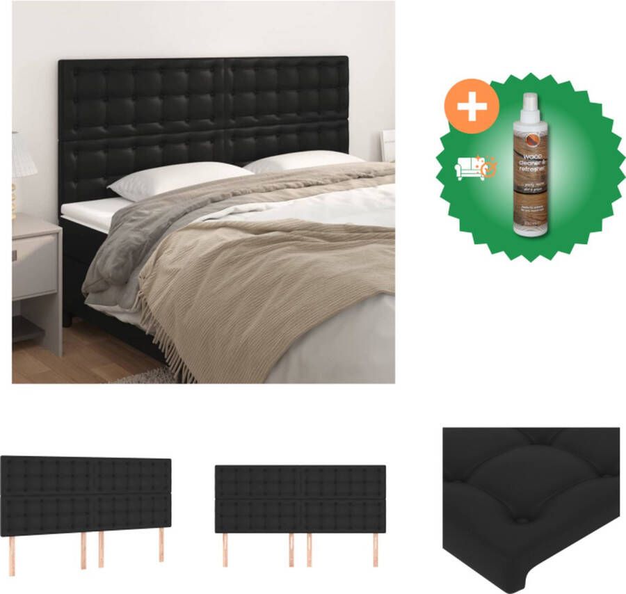 VidaXL Hoofdbord Kunstleer 160x118 128 cm Verstelbare Hoogte Zwart Bedonderdeel Inclusief Houtreiniger en verfrisser