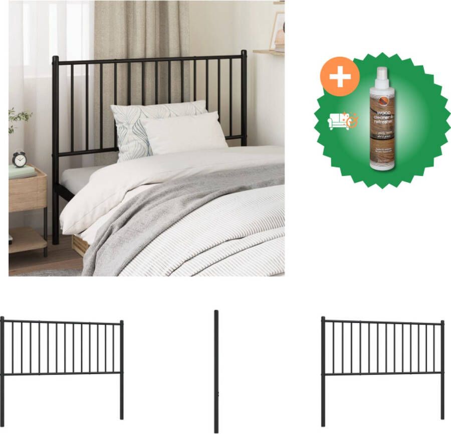 VidaXL Hoofdbord Classic Metaal 112 x 3 x 90 cm Zwart Bedonderdeel Inclusief Houtreiniger en verfrisser