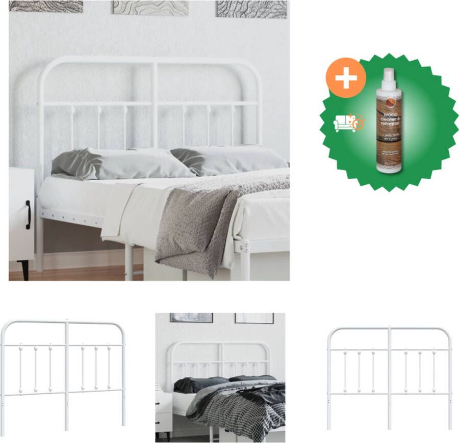 VidaXL Hoofdbord Classic Metaal 125x100 cm Wit Bedonderdeel Inclusief Houtreiniger en verfrisser