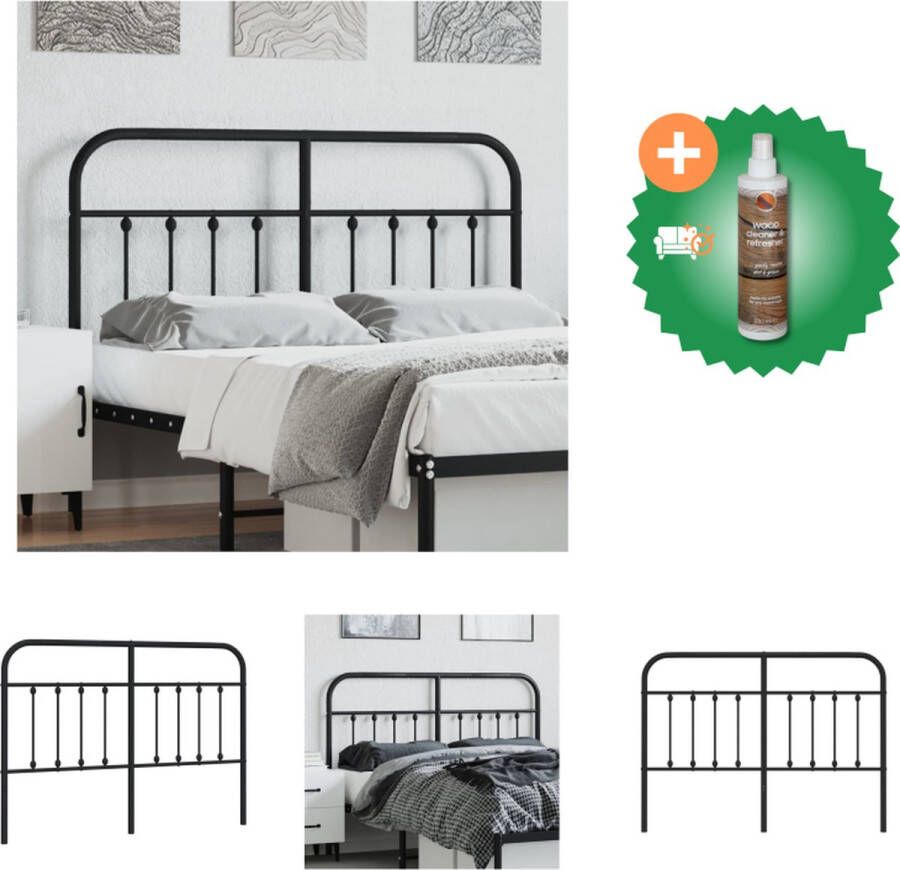 VidaXL Hoofdbord Classic Metaal 156x100 cm Zwart Bedonderdeel Inclusief Houtreiniger en verfrisser