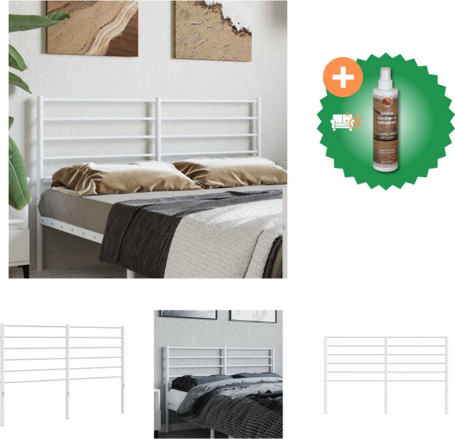 VidaXL Hoofdbord Classic Metaal 166x90 cm Wit Bedonderdeel Inclusief Houtreiniger en verfrisser