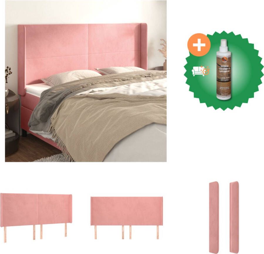 VidaXL Hoofdbord Classic Meubels 203 x 16 x 118 128 cm Roze Bedonderdeel Inclusief Houtreiniger en verfrisser