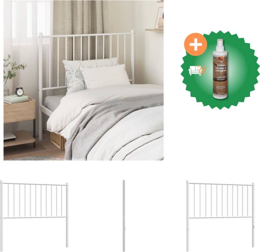 VidaXL Hoofdbord Classic Staal 95 x 3 x 90 cm Wit Bedonderdeel Inclusief Houtreiniger en verfrisser - Foto 2
