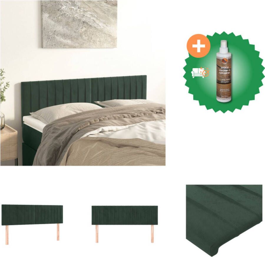 VidaXL Hoofdbord Classic Stof Donkergroen 144 x 5 x 78 88 cm Verstelbare hoogte Comfortabele ondersteuning Stevige poten Bedonderdeel Inclusief Houtreiniger en verfrisser