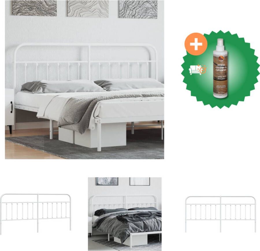 VidaXL Hoofdbord Classic Wit 198x3x100 cm Metalen constructie Bedonderdeel Inclusief Houtreiniger en verfrisser