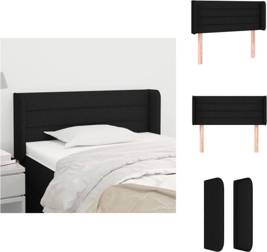 VidaXL Hoofdbord Classic Zwart 103 x 16 x 78 88 cm Duurzaam -Stevige Houten Poten Verstelbare Hoogte Comfortabele Rugondersteuning Bedonderdeel