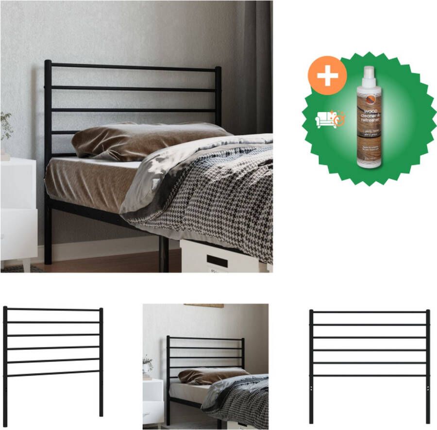 VidaXL Hoofdbord Classic Zwart 112 x 3 x 90 cm Gepoedercoat Staal Bedonderdeel Inclusief Houtreiniger en verfrisser - Foto 2