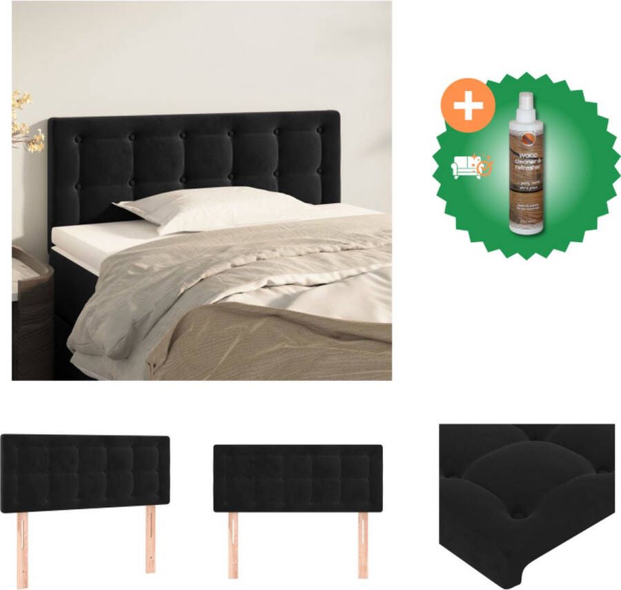 VidaXL Hoofdbord Classic Zwart 80 x 5 x 78 88 cm Fluwelen Stof Verstelbare Hoogte Stevige Poten Comfortabele Ondersteuning Bedonderdeel Inclusief Houtreiniger en verfrisser