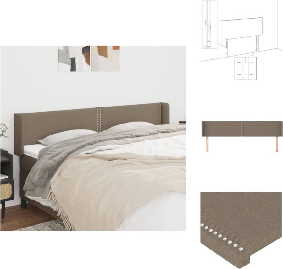 VidaXL Hoofdbord Complete Uitstraling Duurzaam Stevige Poten Verstelbare Hoogte Comfortabele Ondersteuning Taupe 183x16x78 88cm Bedonderdeel - Foto 2