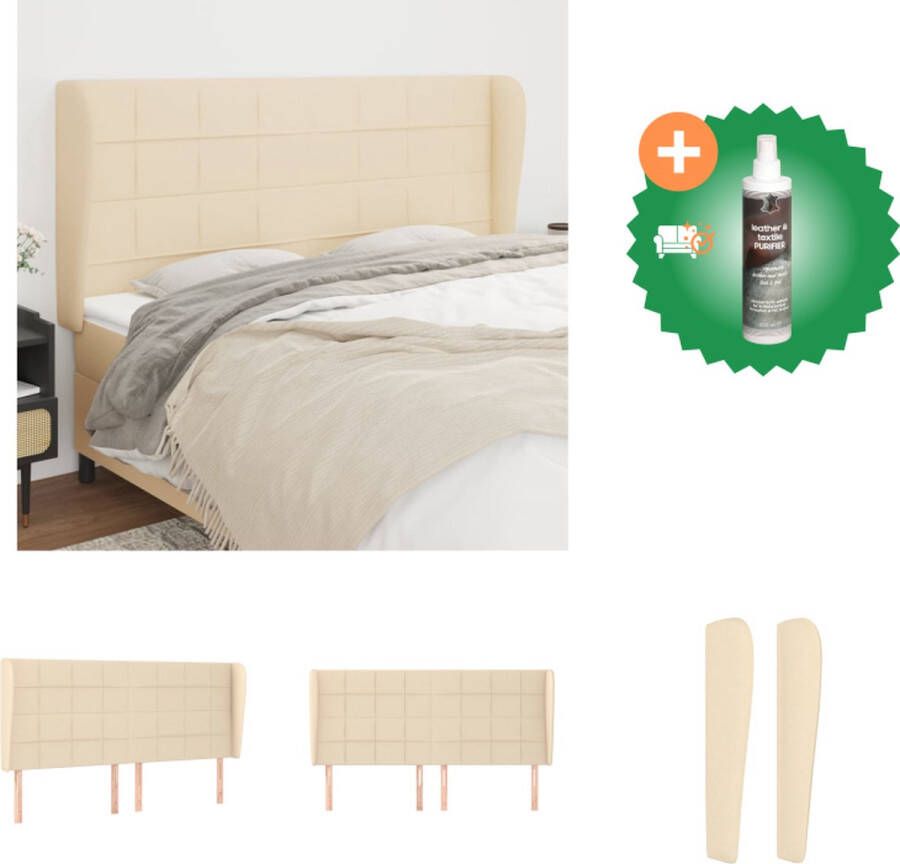 VidaXL Hoofdbord Crème 163x23x118 128 cm Trendy ontwerp duurzaam materiaal Bedonderdeel Inclusief Reiniger