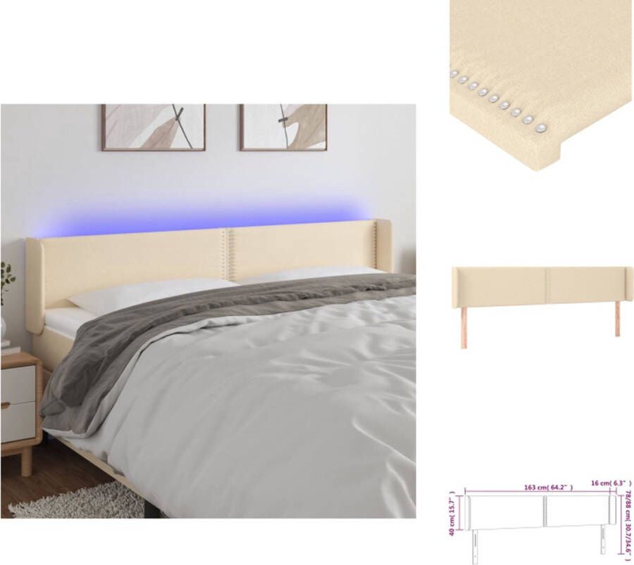 VidaXL Hoofdbord crème LED-verlichting Verstelbare hoogte Comfortabele ondersteuning Snijdbare LED-strip Montagehandleiding inbegrepen USB-aansluiting Bedonderdeel - Foto 5