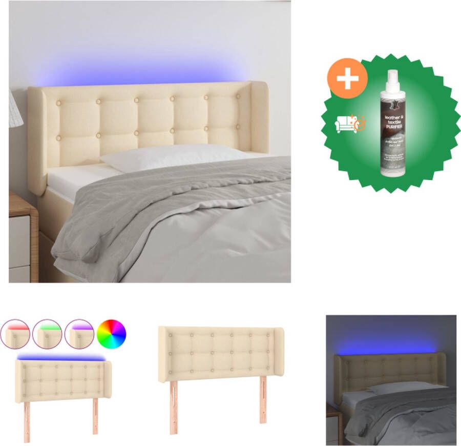VidaXL Hoofdbord LED-strip 83 x 16 x 78 88 cm Crème Schuimvulling Bedonderdeel Inclusief Reiniger - Foto 2