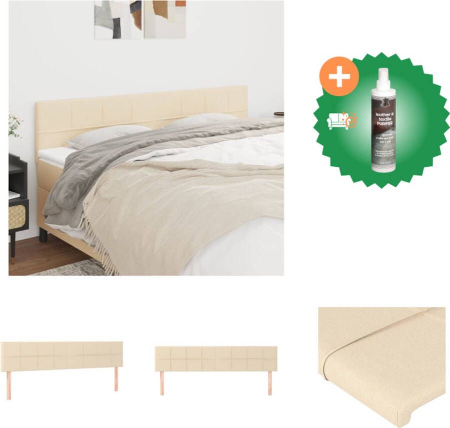 VidaXL Hoofdbord Crème Stof Verstelbaar 180 x 5 x 78 88 cm Massief larikshout Comfortabele ondersteuning Bedonderdeel Inclusief Reiniger