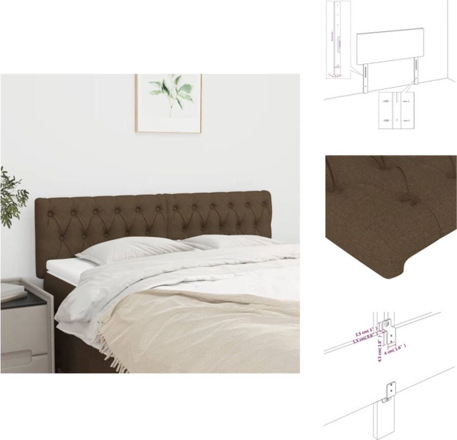 VidaXL Hoofdbord klassiek Hoogte verstelbaar Kleur- donkerbruin Afmetingen- 80 x 7 x 118 128 cm (B x D x H) Materiaal- 100% polyester stof bewerkt hout massief larikshout Levering- 2 x hoofdeind Bedonderdeel - Foto 3