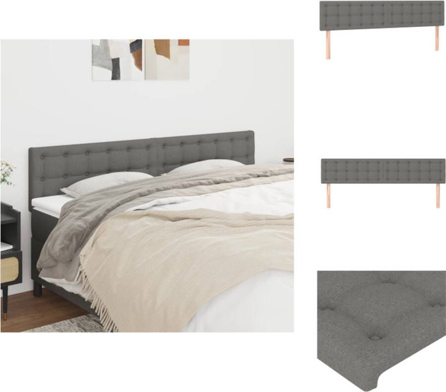 The Living Store Bedhoofdbord donkergrijs 160 x 5 x 78 88 cm verstelbare hoogte stof hout 2 stuks Hoofd Bord Slaapkamers Beddecoratie Hoofdborden Grijs - Foto 3