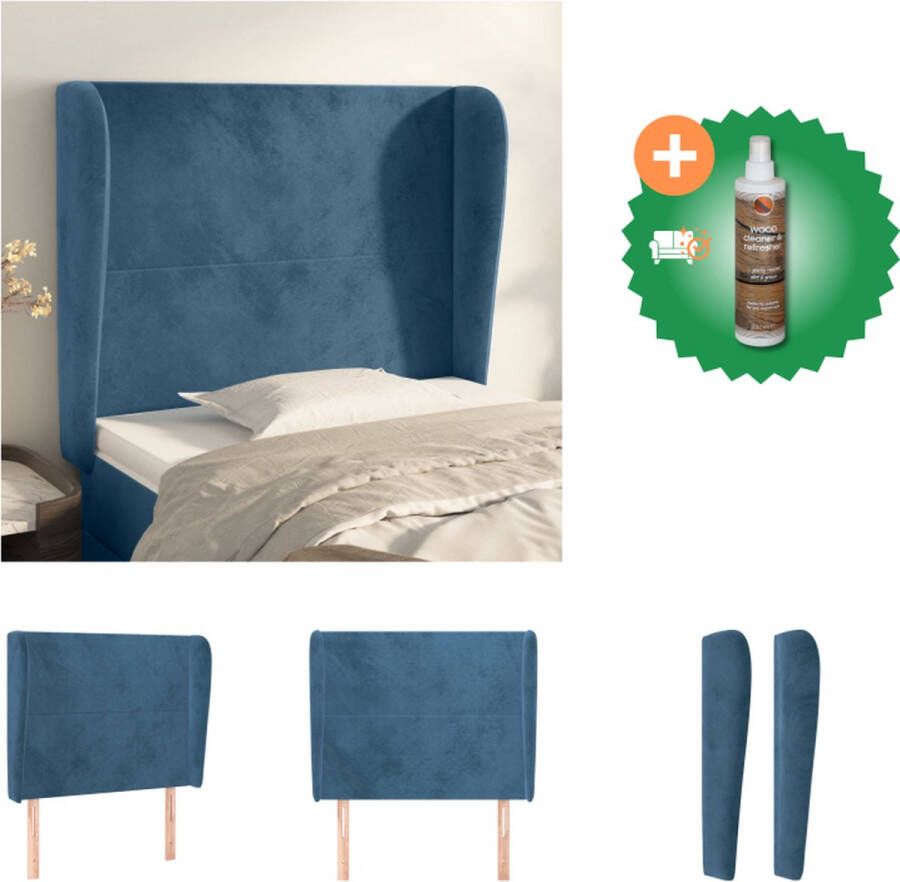 VidaXL Hoofdbord Donkerblauw Fluweel Verstelbaar Stevige Poten Bedonderdeel Inclusief Houtreiniger en verfrisser