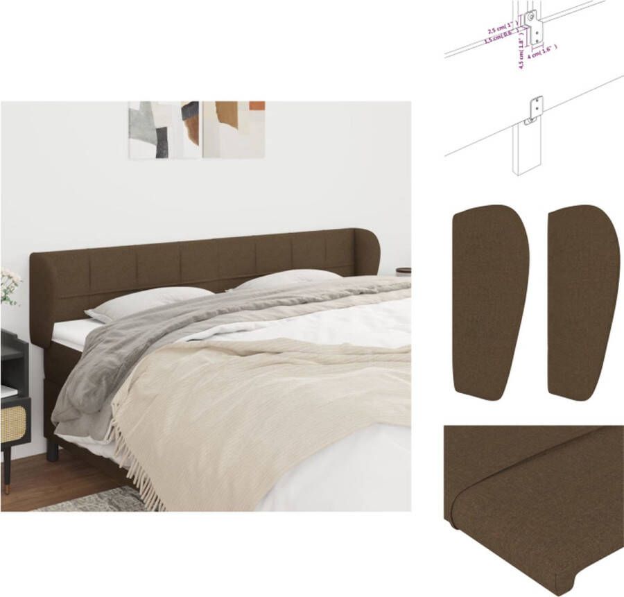 VidaXL Hoofdeind Bed Donkerbruin 163 x 23 x 78 88 cm Duurzaam stof Verstelbare hoogte Stevige houten poten Bedonderdeel - Foto 3