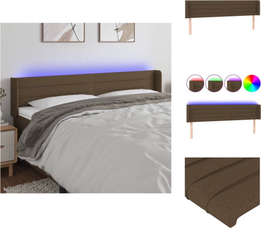 VidaXL Hoofdbord Donkerbruin 203 x 16 x 78 88 cm Verstelbare hoogte LED-verlichting Duurzaam materiaal Bedonderdeel