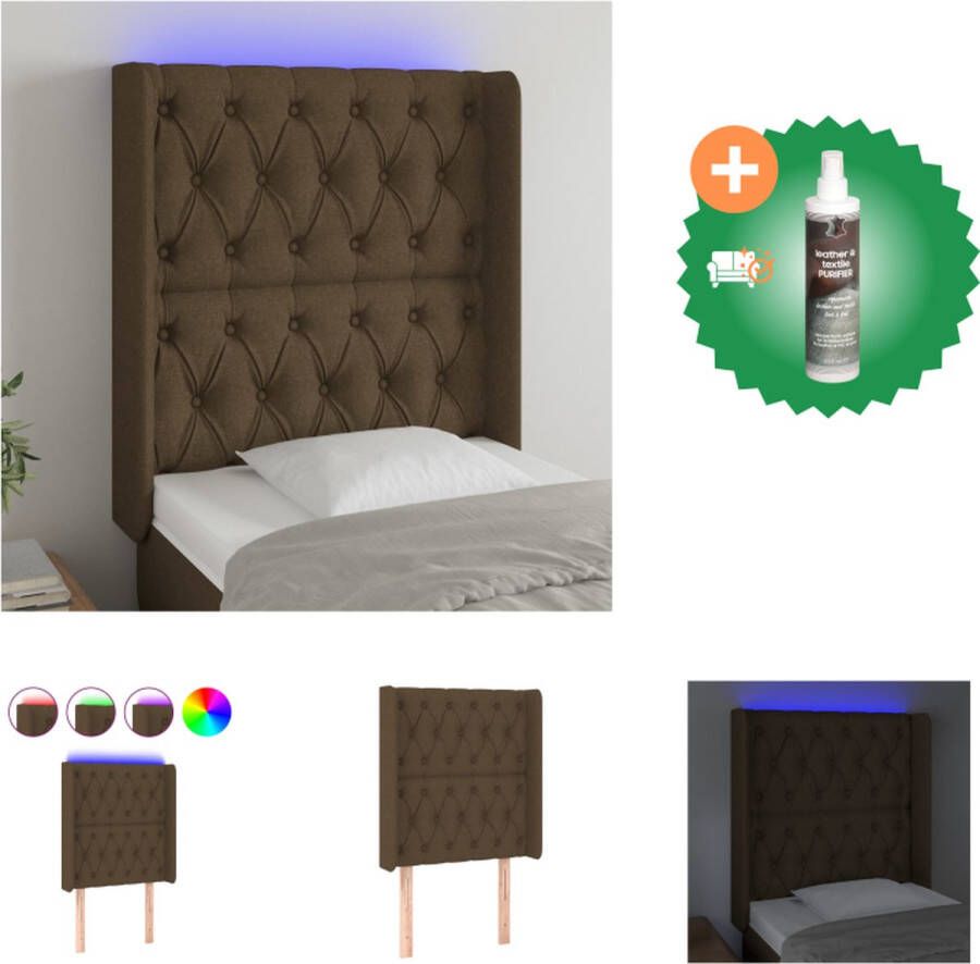 VidaXL Hoofdbord Donkerbruin LED-strip Verstelbare Hoogte Duurzaam Materiaal Comfortabele Ondersteuning Snijdbare LED-strip Montagehandleiding inbegrepen Bedonderdeel Inclusief Reiniger