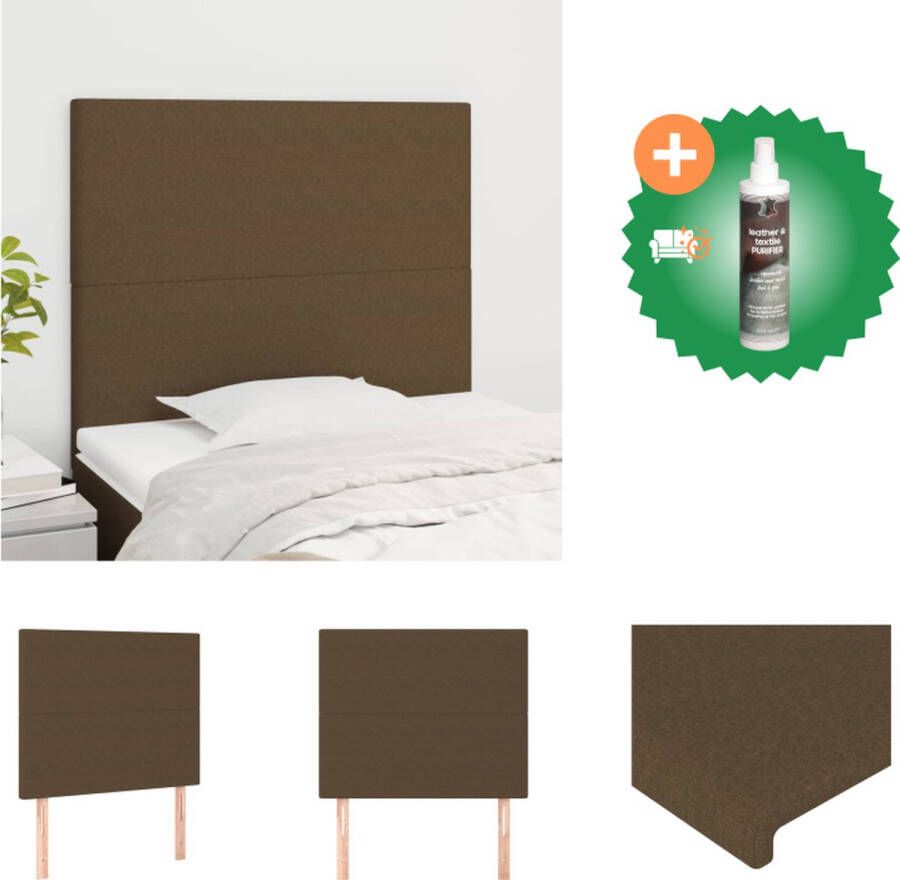 VidaXL Hoofdbord Donkerbruin Stof 80x5x118 128 cm Verstelbare hoogte Stevige poten Bedonderdeel Inclusief Reiniger - Foto 2