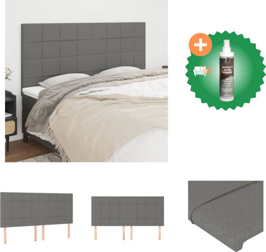 VidaXL Hoofdbord Donkergrijs 180 x 5 x 118 128 cm Verstelbare hoogte Duurzaam materiaal Stevige poten Bedonderdeel Inclusief Reiniger