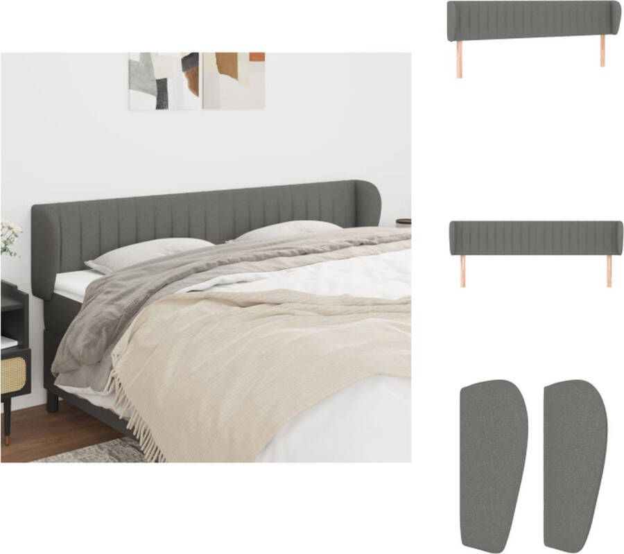 VidaXL Hoofdbord Hoofdborden Hoofdeinde Houten Hoofdbord met randen 203x23x78 88 cm stof donkergrijs - Foto 2