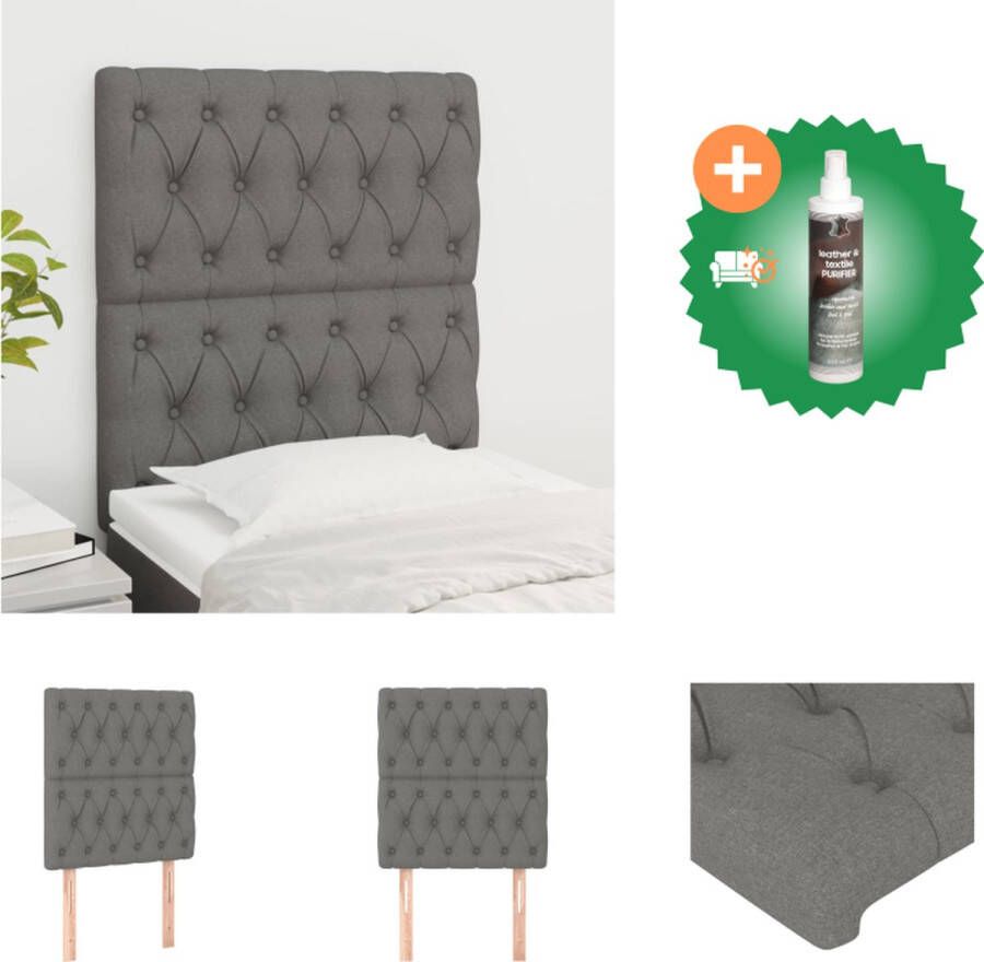 VidaXL Hoofdbord Classic Donkergrijs 160x7x78 88 cm Verstelbare hoogte Duurzaam materiaal Bedonderdeel Inclusief Reiniger - Foto 2