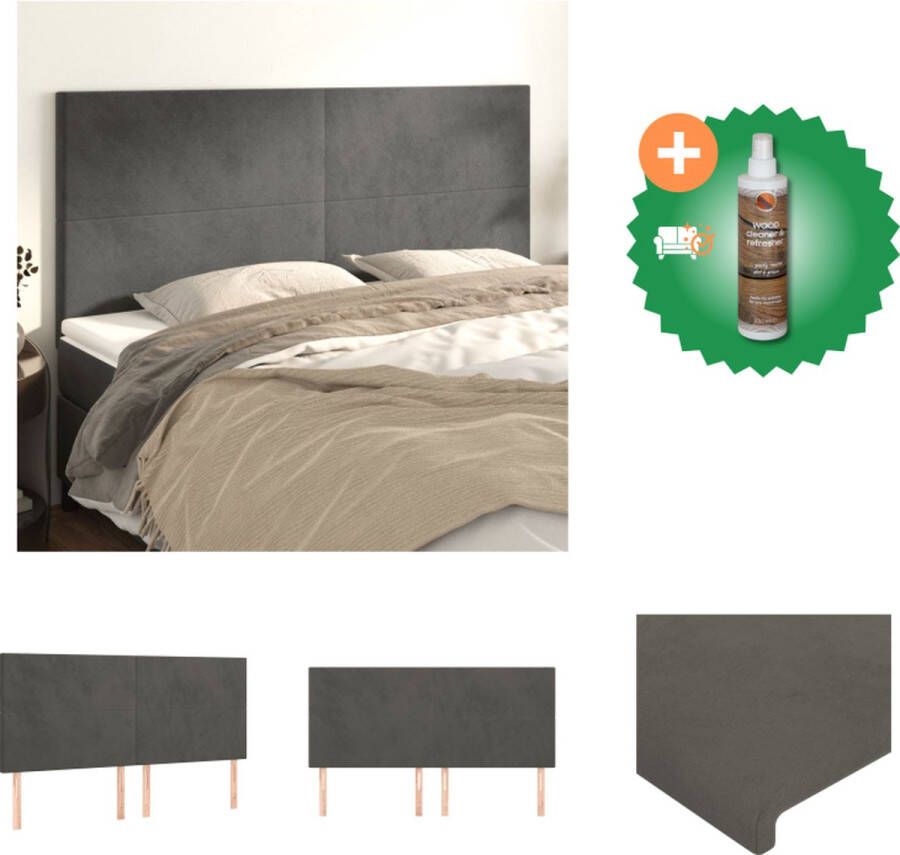 VidaXL Hoofdbord Donkergrijs Stof 160x118 128 cm Verstelbare hoogte Bedonderdeel Inclusief Houtreiniger en verfrisser