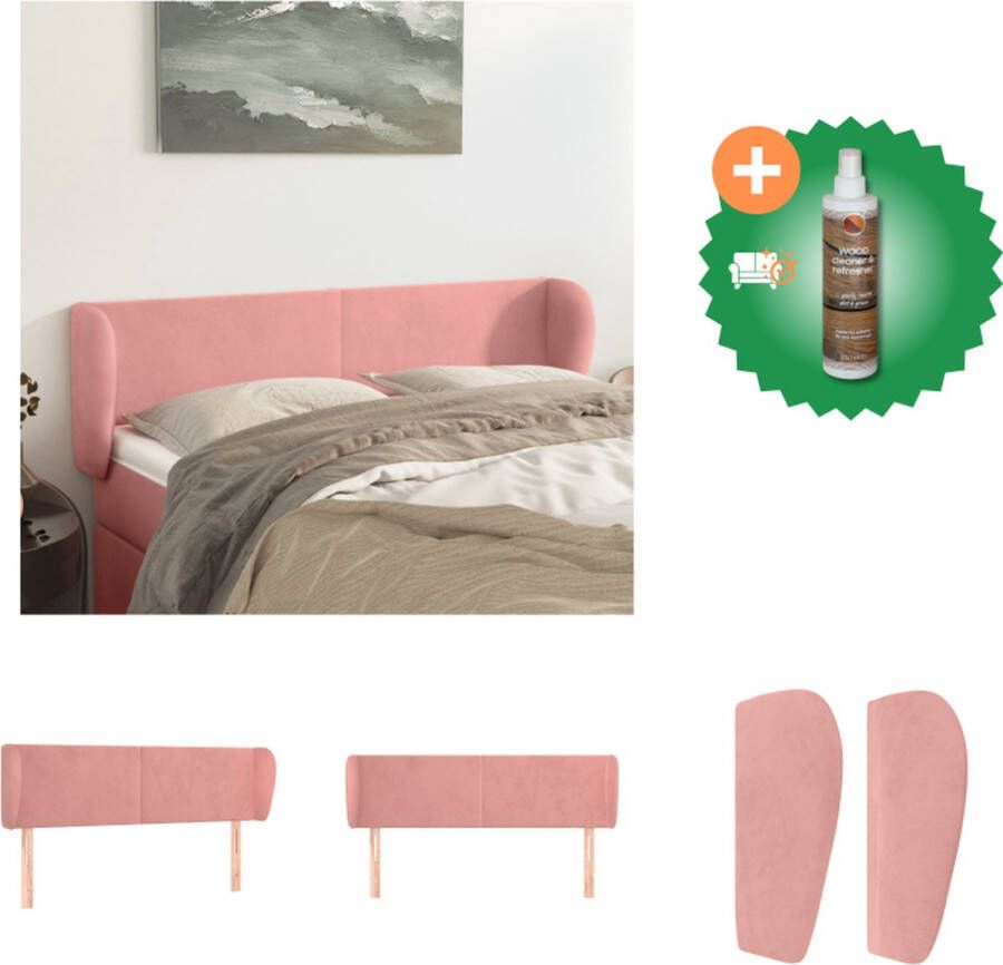 VidaXL Hoofdbord Fluweel 147 x 23 x 78 88cm Roze Bedonderdeel Inclusief Houtreiniger en verfrisser