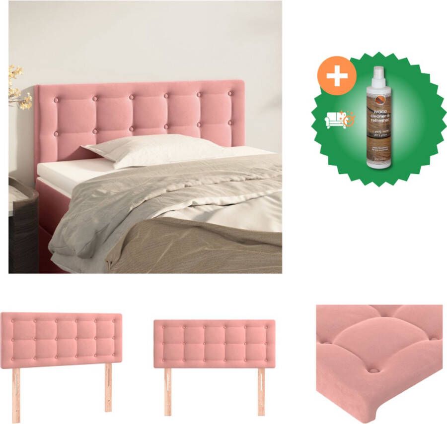 VidaXL Hoofdbord Fluweel 90 x 5 x 78 88 cm Roze Bedonderdeel Inclusief Houtreiniger en verfrisser