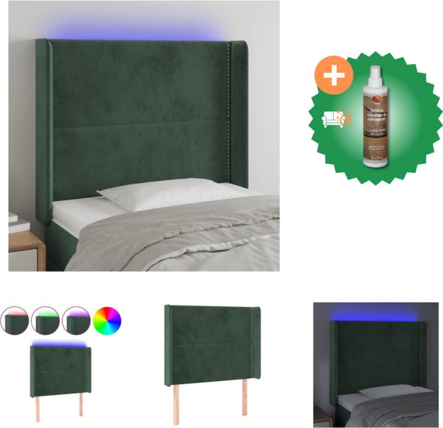 VidaXL Hoofdbord Fluweel Groen 103x16x118 128 cm Verstelbaar en Comfortabel Inclusief LED-strip Bedonderdeel Inclusief Houtreiniger en verfrisser - Foto 2
