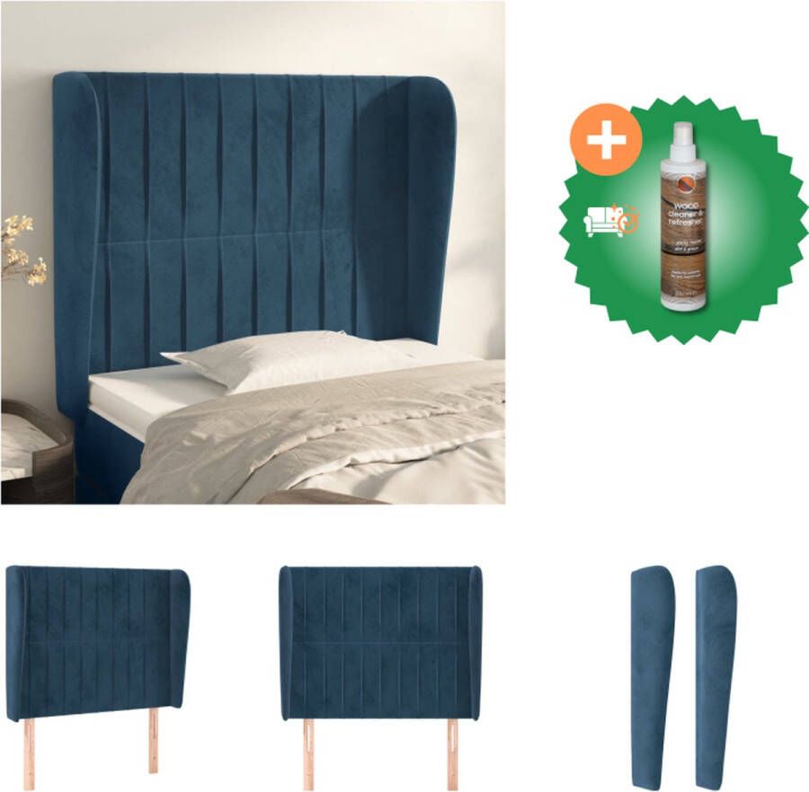 VidaXL Hoofdbord Fluweel Stevige poten Verstelbare hoogte Comfortabele ondersteuning Donkerblauw Bedonderdeel Inclusief Houtreiniger en verfrisser