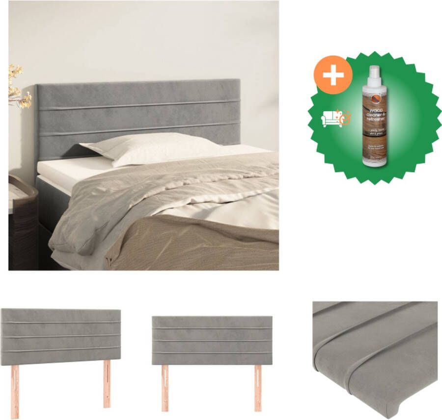 VidaXL Hoofdbord Fluweel Stevige poten Verstelbare hoogte Comfortabele ondersteuning Lichtgrijs 90 x 5 x 78 88 cm Bedonderdeel Inclusief Houtreiniger en verfrisser