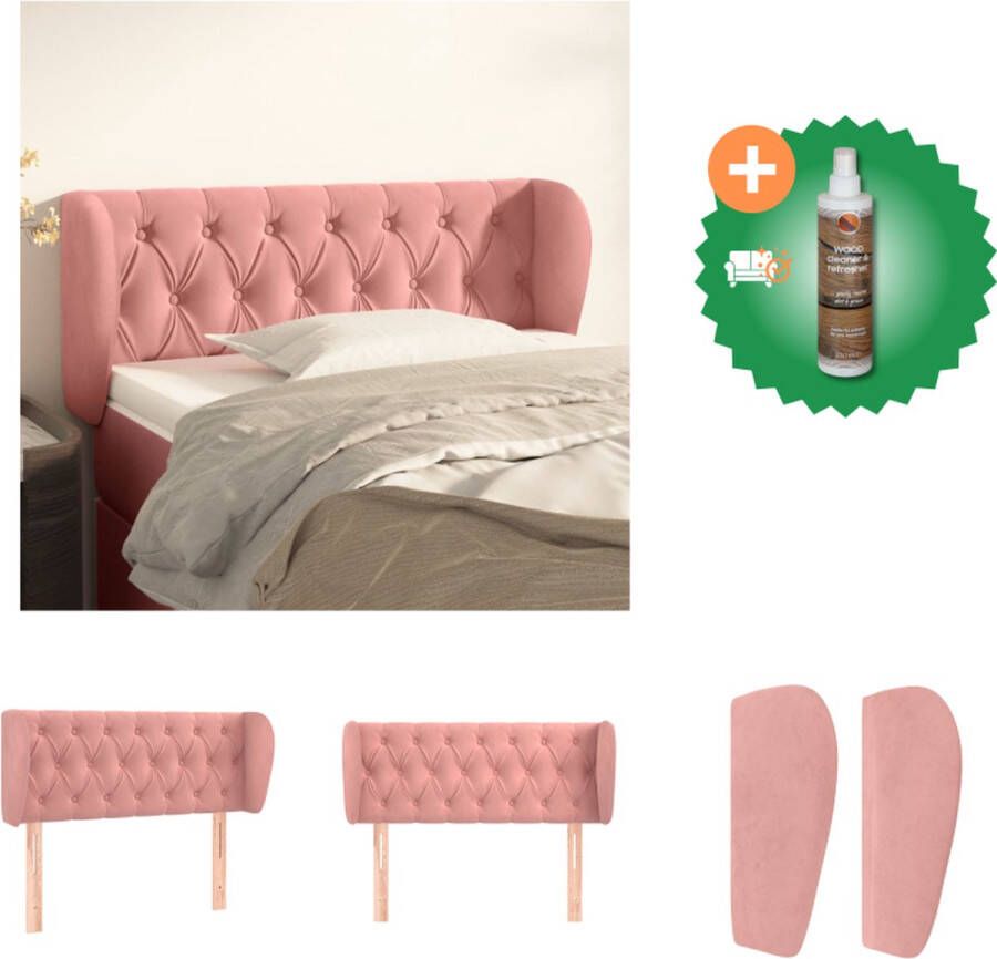 VidaXL Hoofdbord Fluweel Stevige poten Verstelbare hoogte Comfortabele ondersteuning Roze 93x23x78 88cm Bedonderdeel Inclusief Houtreiniger en verfrisser