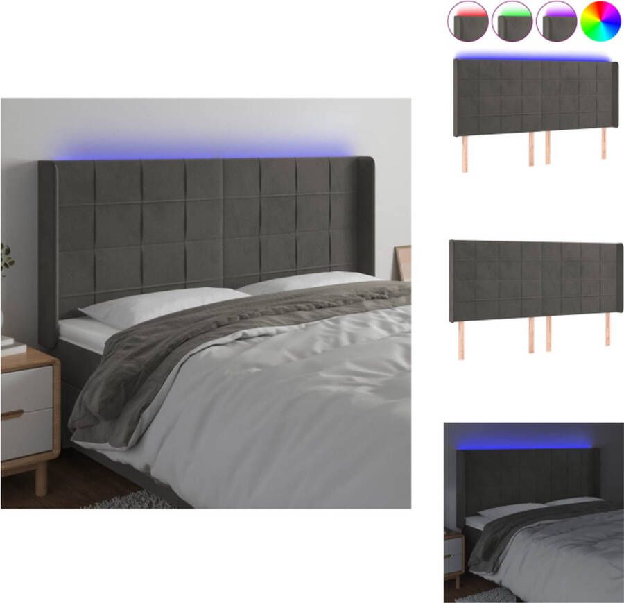 VidaXL Hoofdbord Fluweel Verstelbare Hoogte Comfortabele Ondersteuning Snijdbare LED-strip Bedonderdeel