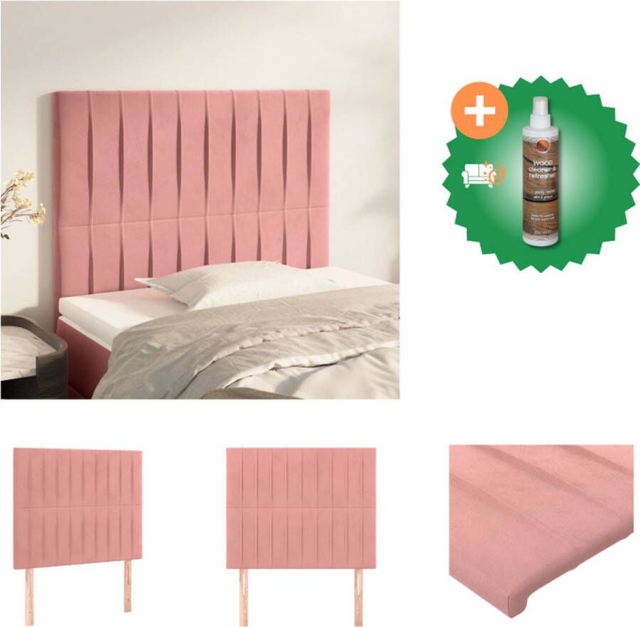 VidaXL Hoofdbord Fluweel Verstelbare Hoogte Stevige Poten Comfortabele Ondersteuning Roze Stof 100x5x118 128cm 2x hoofdeind Bedonderdeel Inclusief Houtreiniger en verfrisser - Foto 2