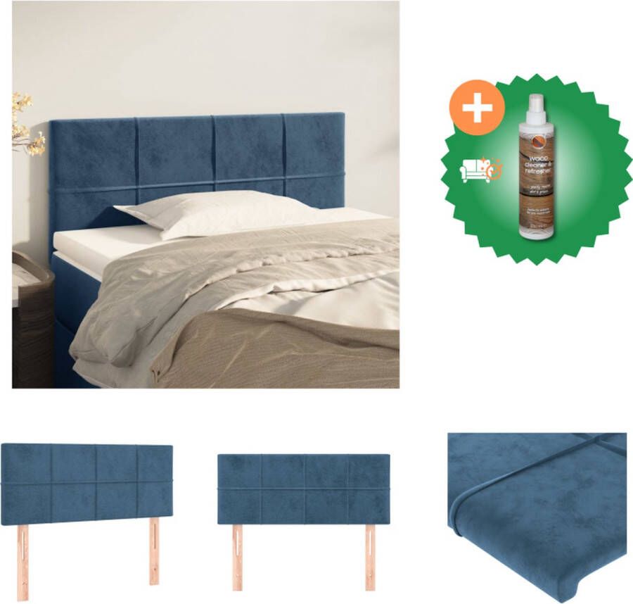 VidaXL Hoofdbord Fluwelen donkerblauw 100 x 5 x 78 88 cm Verstelbare hoogte Bedonderdeel Inclusief Houtreiniger en verfrisser