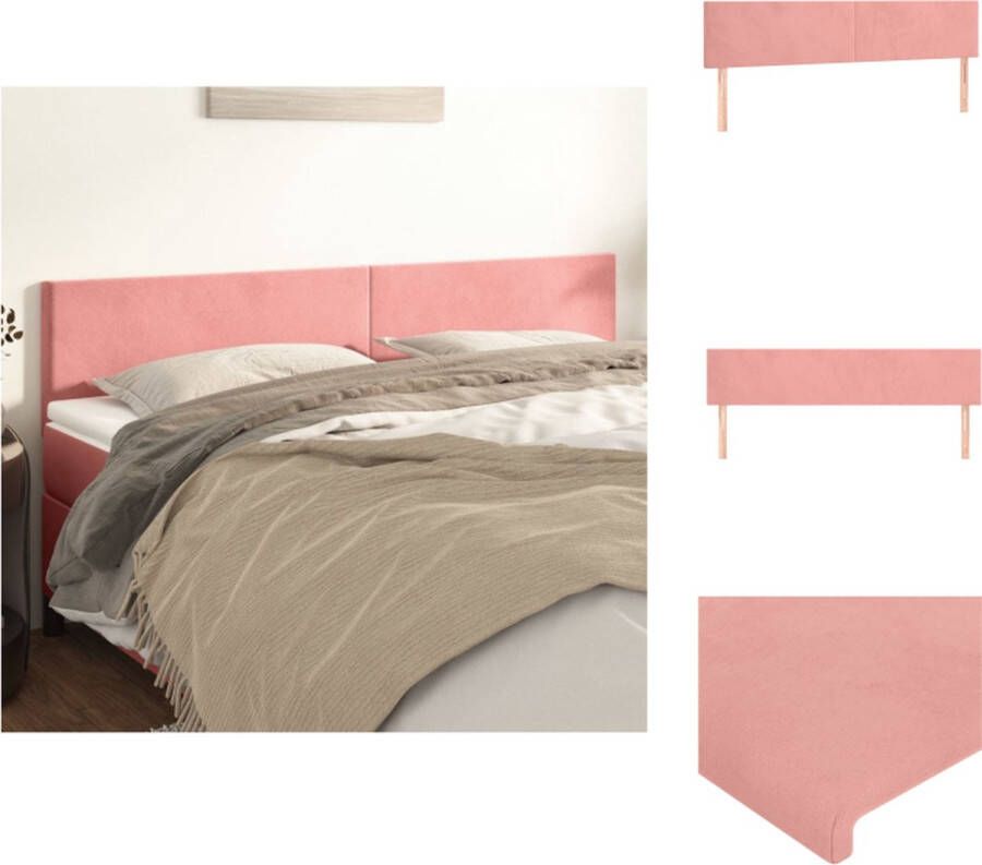 VidaXL Hoofdbord Fluwelen stof 160 x 5 x 78 88 cm Roze Bedonderdeel