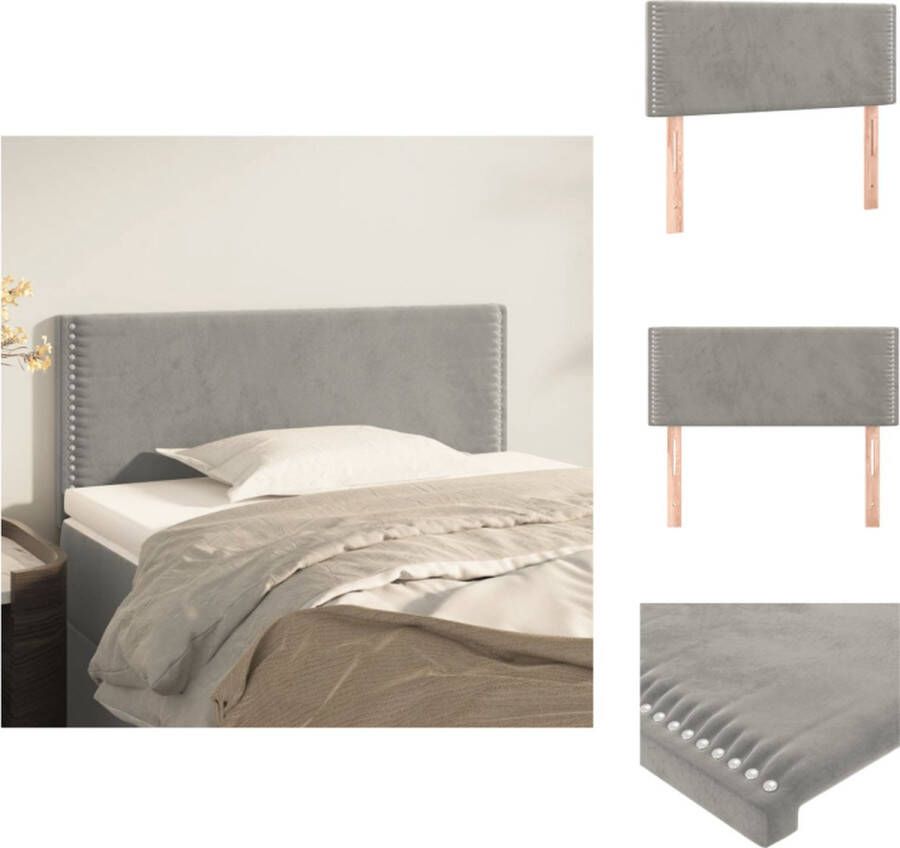 VidaXL Hoofdbord Gestoffeerd Lichtgrijs 90 x 5 x 78 88 cm Fluwelen stof Verstelbare hoogte Stevige poten Klassiek ontwerp Bedonderdeel - Foto 2