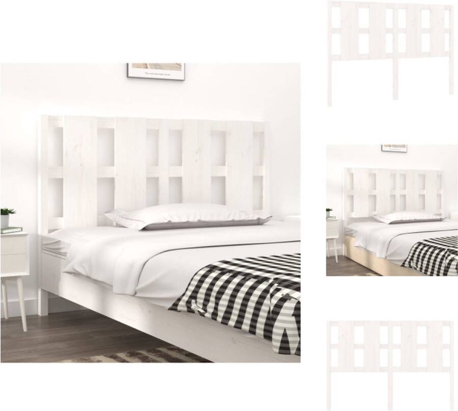 VidaXL Hoofdbord Hoofdborden Hoofdeinde Houten Hoofdbord 125 5x4x100 cm massief grenenhout wit - Foto 2