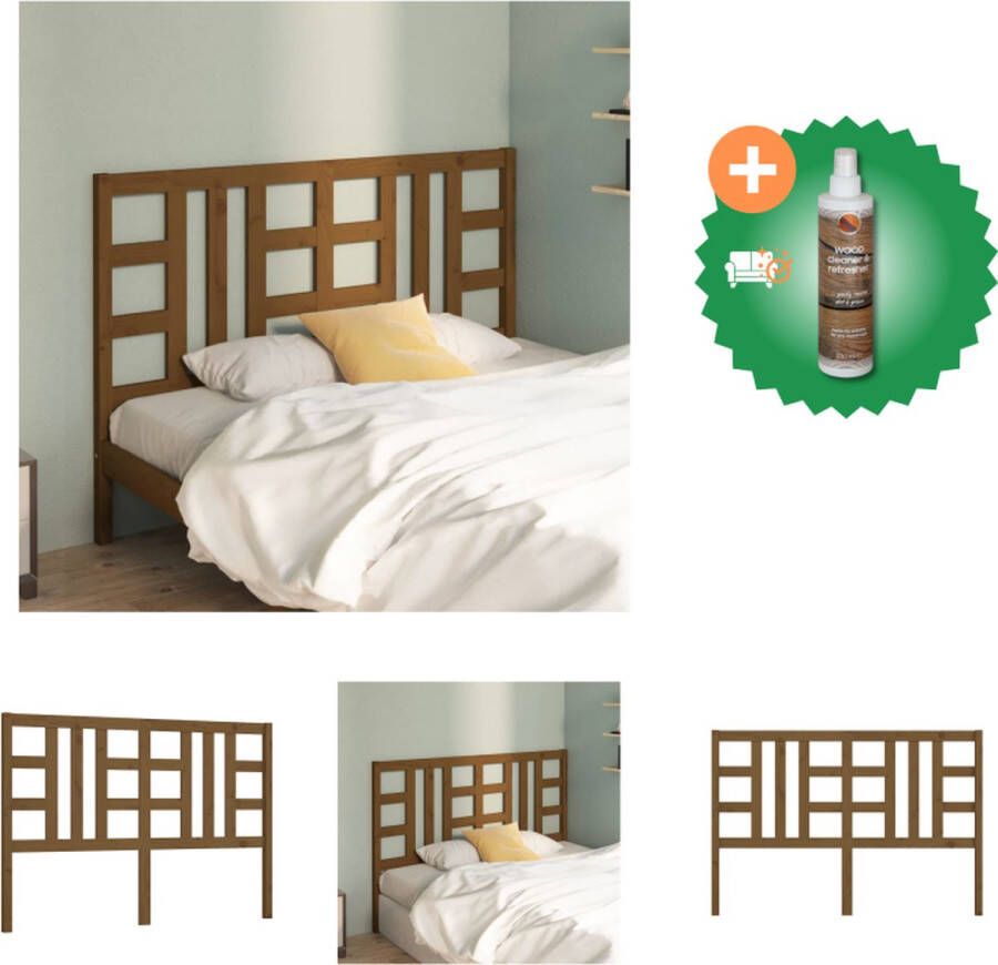 VidaXL Hoofdbord Grenenhout Honingbruin 146 x 4 x 100 cm Klassieke uitstraling Bedonderdeel Inclusief Houtreiniger en verfrisser - Foto 3