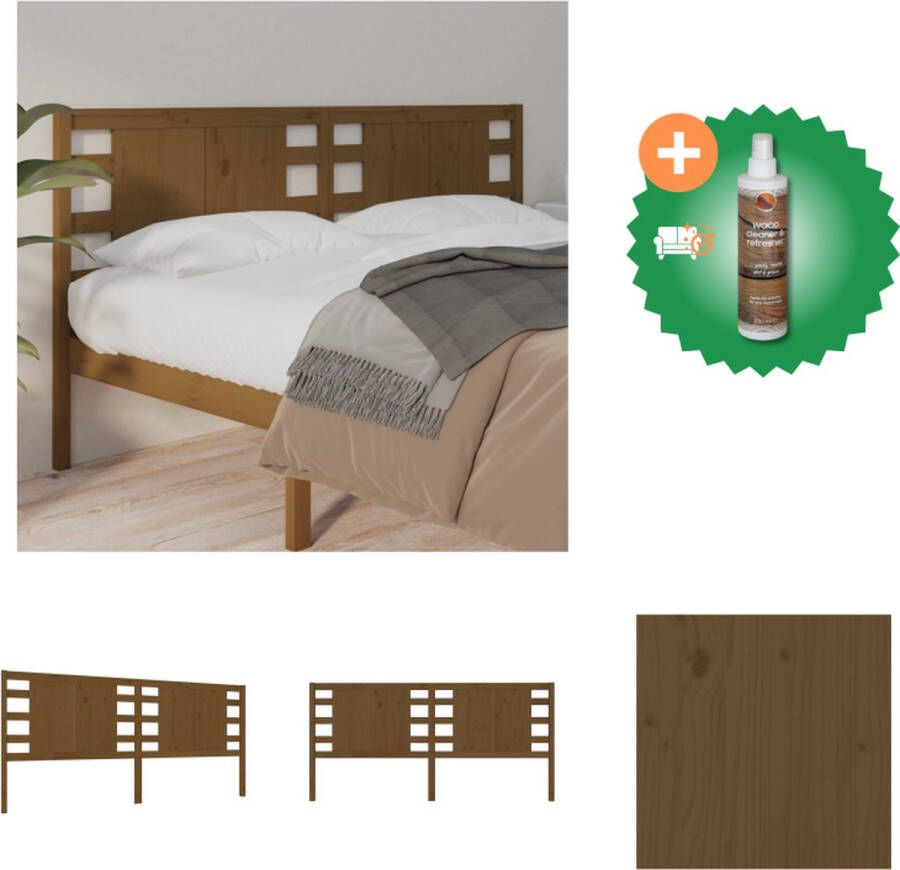 VidaXL Houten Hoofdeinde Klassieke Uitstraling Bedframe Afmetingen- 166 x 4 x 100 cm Kleur- Honingbruin Bedonderdeel Inclusief Houtreiniger en verfrisser - Foto 2