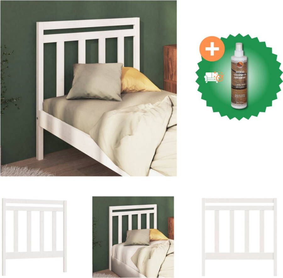 VidaXL Houten Hoofdbord Wit 96 x 4 x 100 cm Rustieke Charme Bedonderdeel Inclusief Houtreiniger en verfrisser - Foto 3