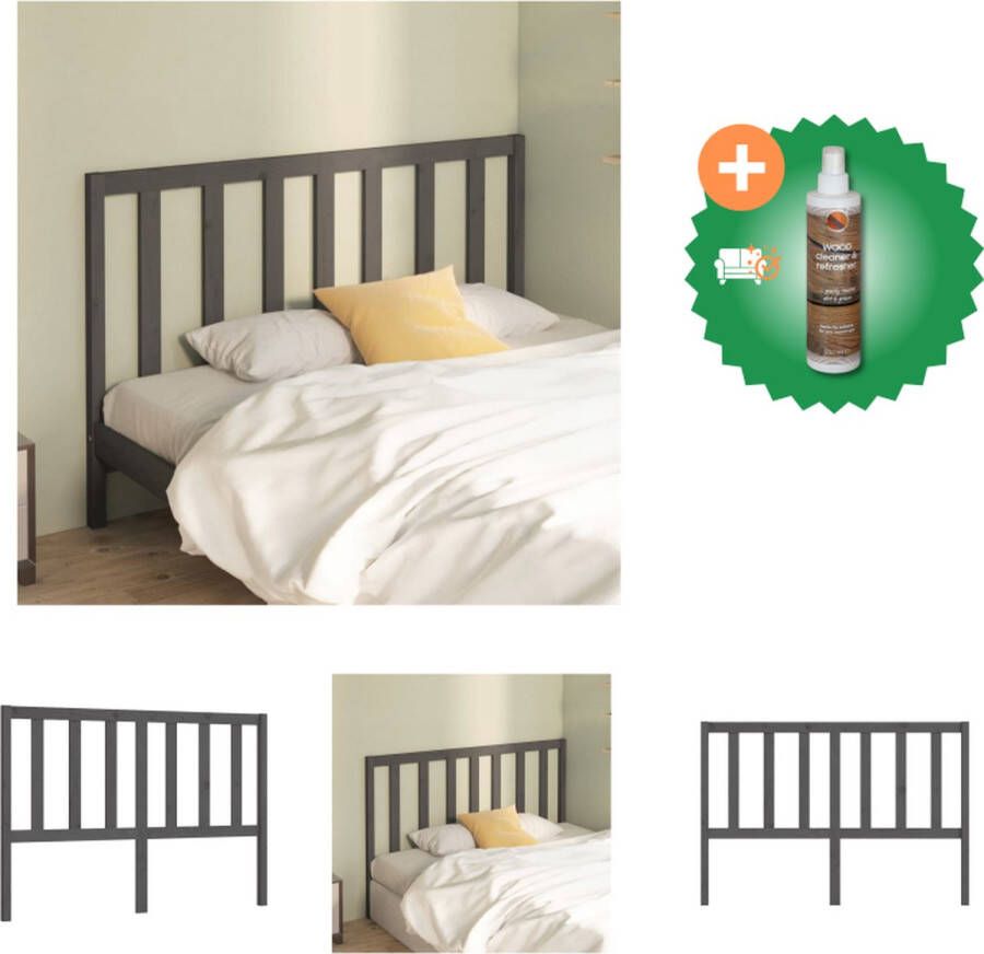 VidaXL Houten Hoofdeinde Klassiek Hoofdbord Afmeting- 126 x 4 x 100 cm Ken- Rustiek Grijs Montage vereist Bedonderdeel Inclusief Houtreiniger en verfrisser
