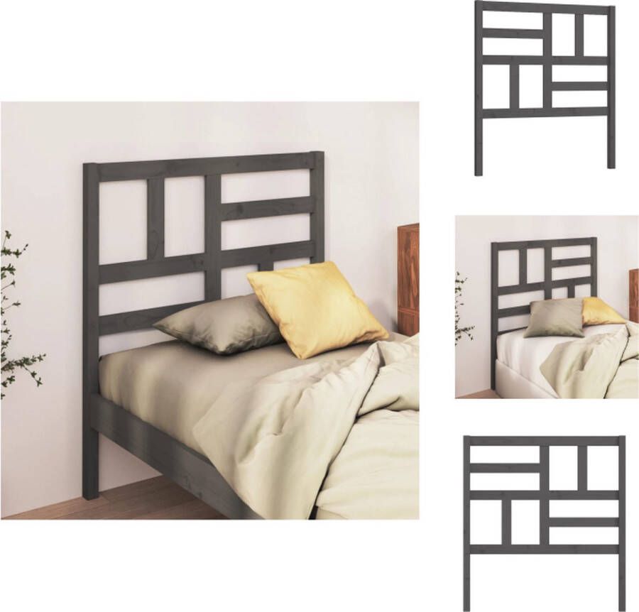 VidaXL Hoofdbord Hoofdborden Hoofdeinde Houten Hoofdbord 81x4x104 cm massief grenenhout grijs - Foto 2