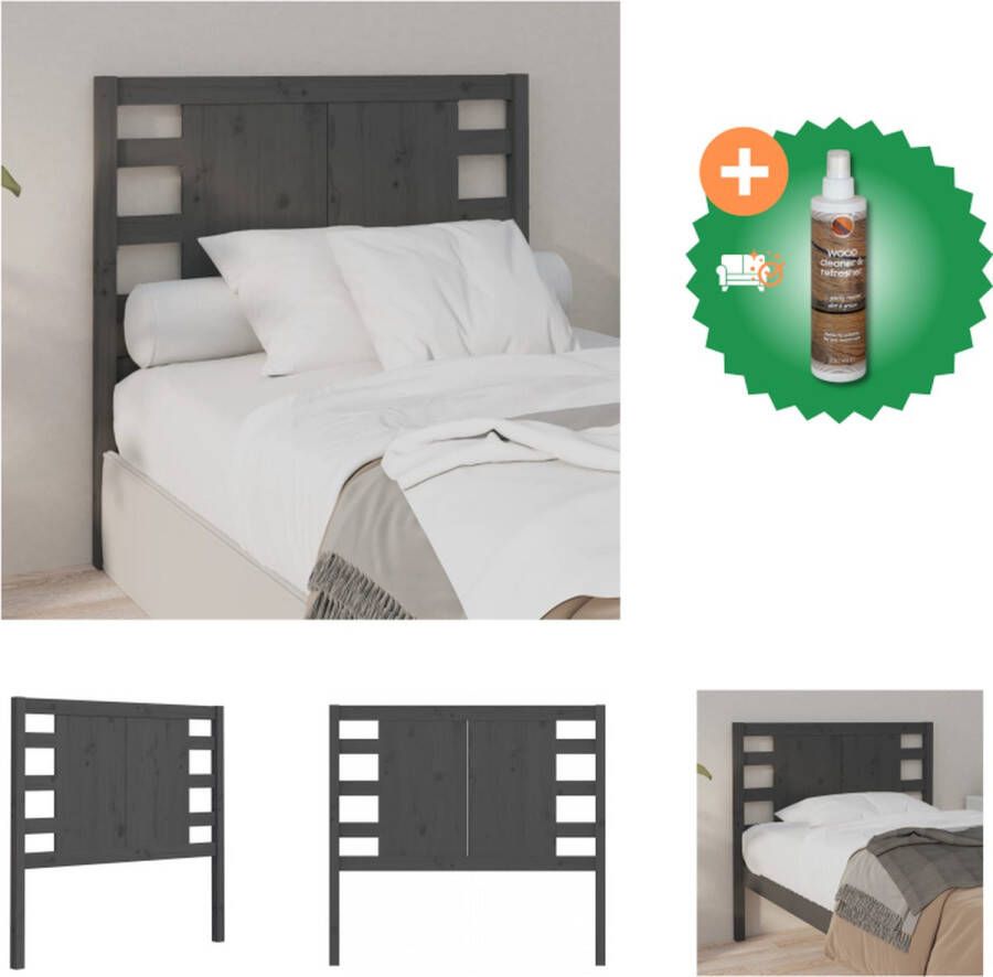 VidaXL Houten Hoofdbord Grijs Massief Grenenhout 96 x 4 x 100 cm Klassieke Uitstraling Bedonderdeel Inclusief Houtreiniger en verfrisser - Foto 7