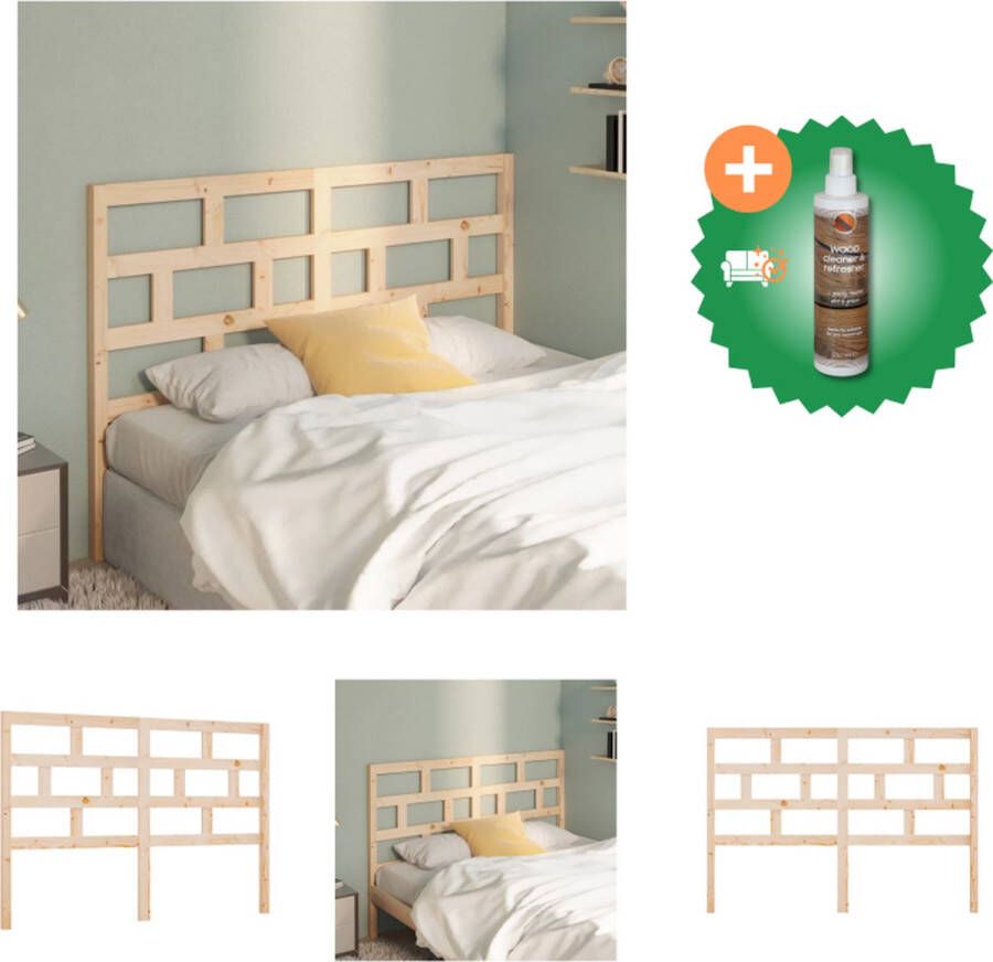 VidaXL Hoofdbord Grenenhout Houten Hoofdeinde 141 x 4 x 100 cm Klassieke uitstraling Bedonderdeel Inclusief Houtreiniger en verfrisser - Foto 3